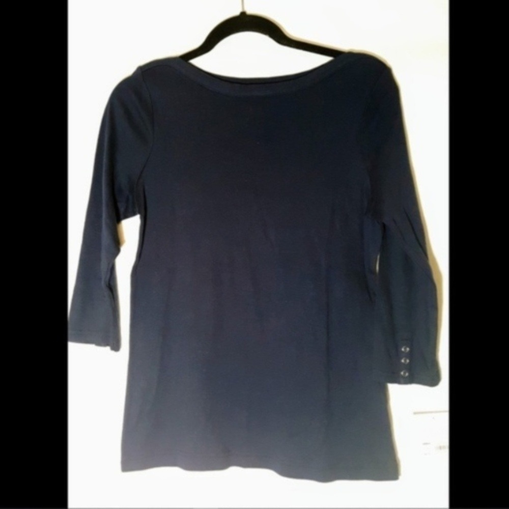 Croft and Barrow Blouse Navy Top Long Sleeve NWT